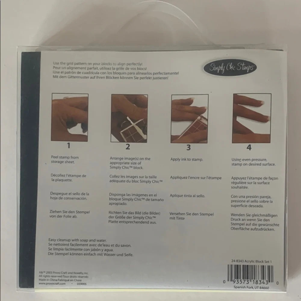 Provo Craft for Simply Chic Stamps 4 Acrylic Block Set 1 Clear Lined 24-8343 - Picture 2 of 5